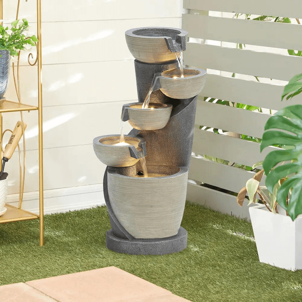 5-Tier Winding Fountain Sculpture - Outdoor Serenity