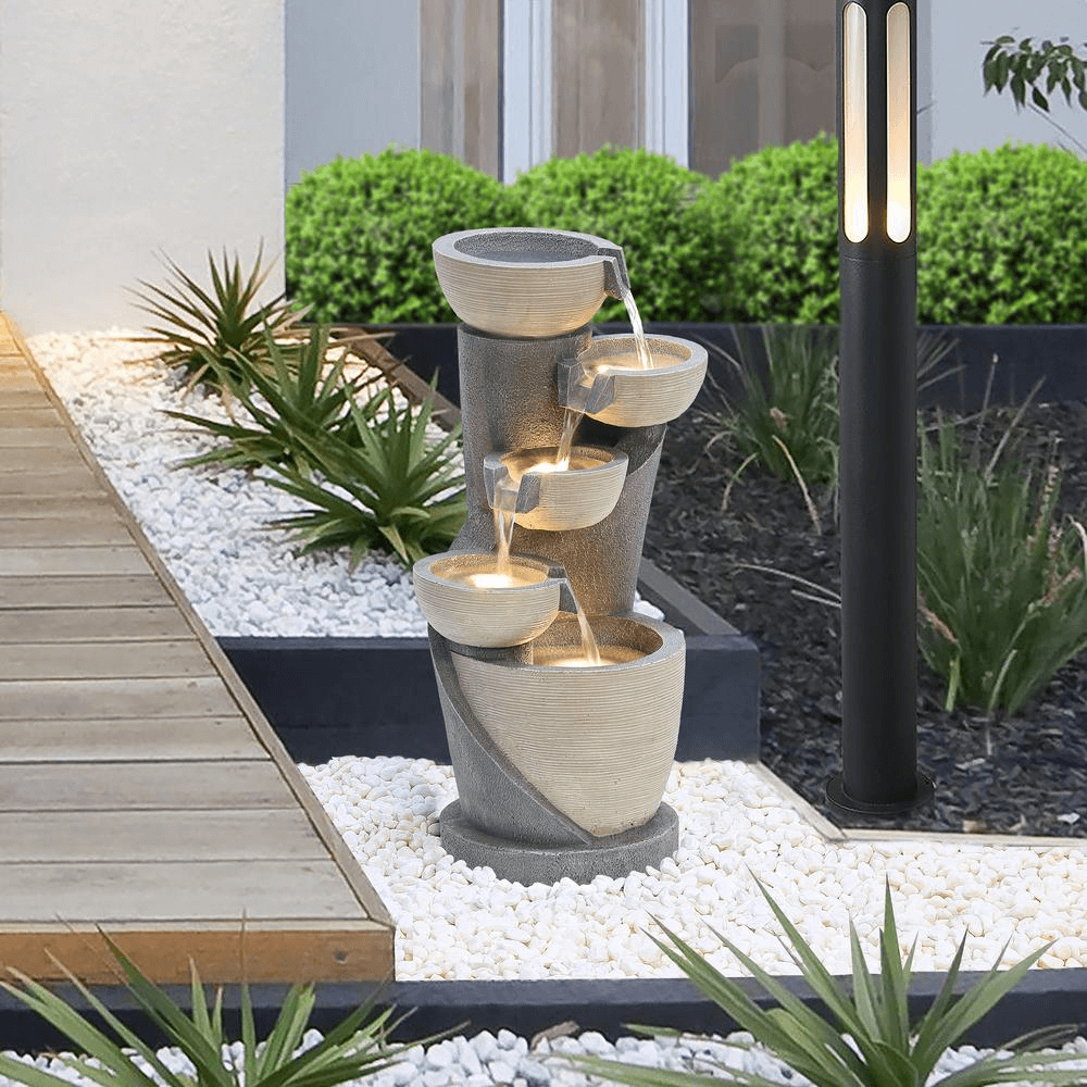 5-Tier Winding Fountain Sculpture - Outdoor Serenity