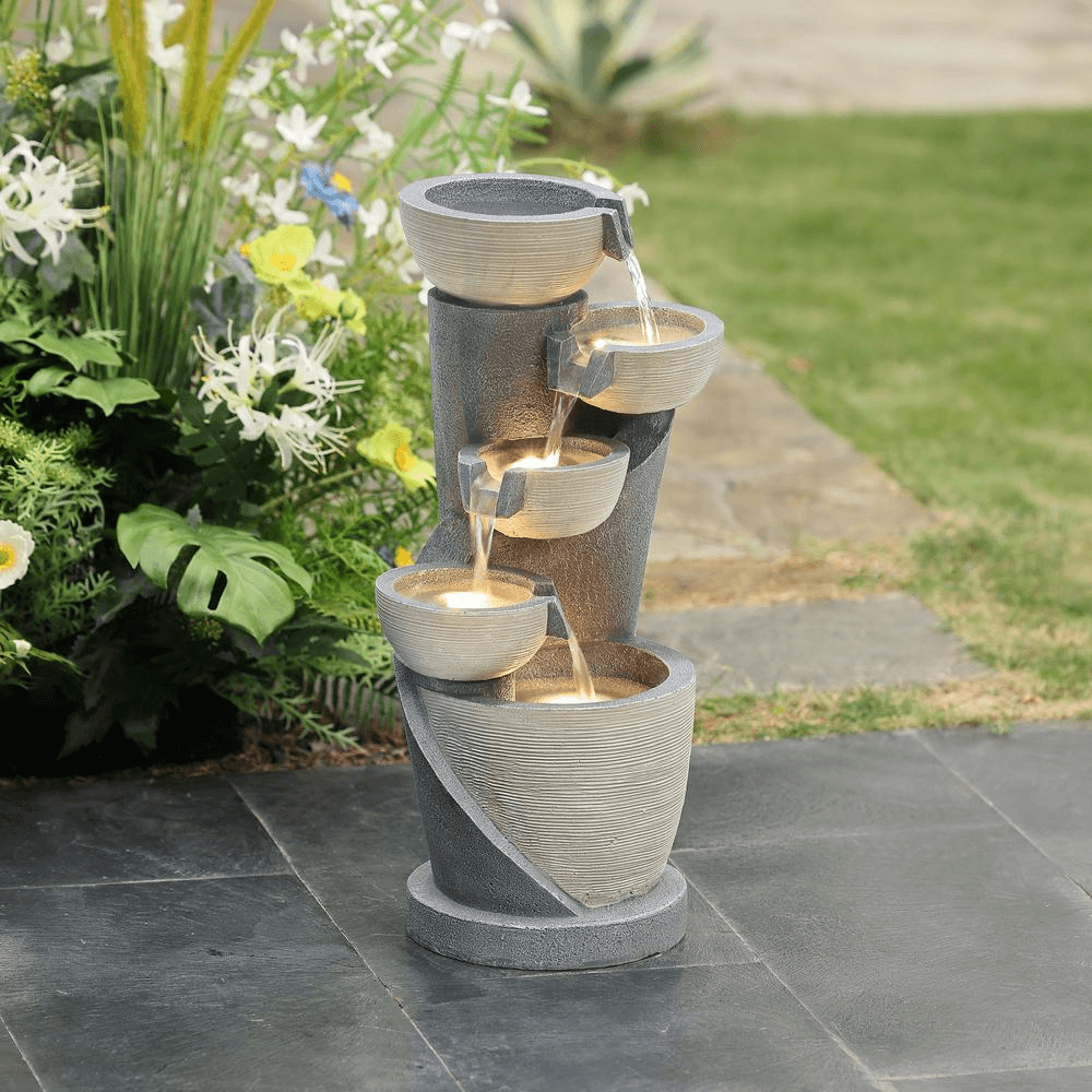 5-Tier Winding Fountain Sculpture - Outdoor Serenity
