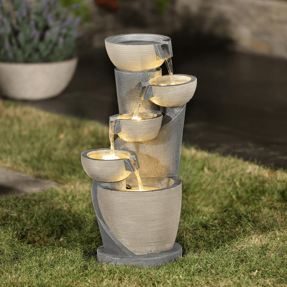 5-Tier Winding Fountain Sculpture - Outdoor Serenity