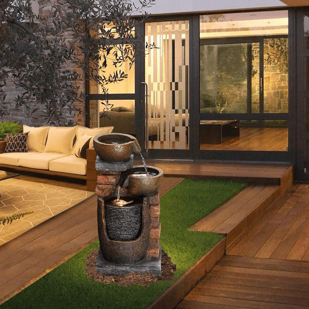 Elegant 23 inch Resin Outdoor Fountain with LED Lights