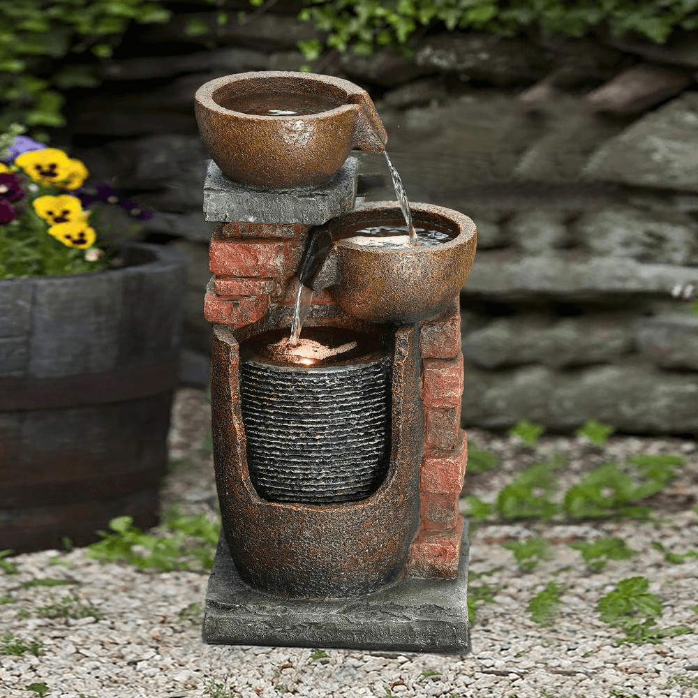 Elegant 23 inch Resin Outdoor Fountain with LED Lights