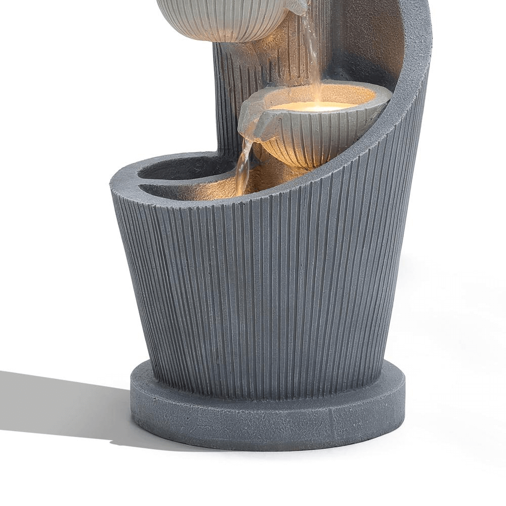5-Tier Gray Resin Spiral Sculpture Water Fountain