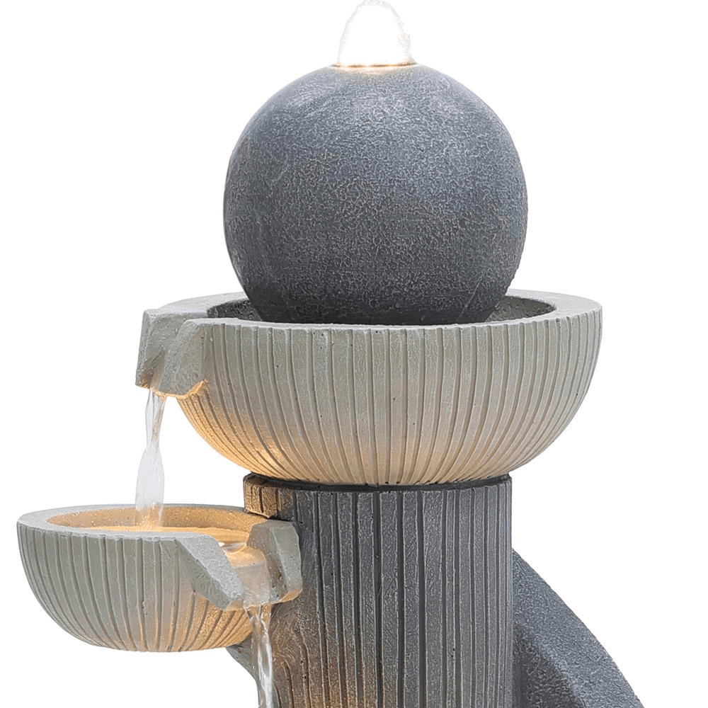 5-Tier Gray Resin Spiral Sculpture Water Fountain