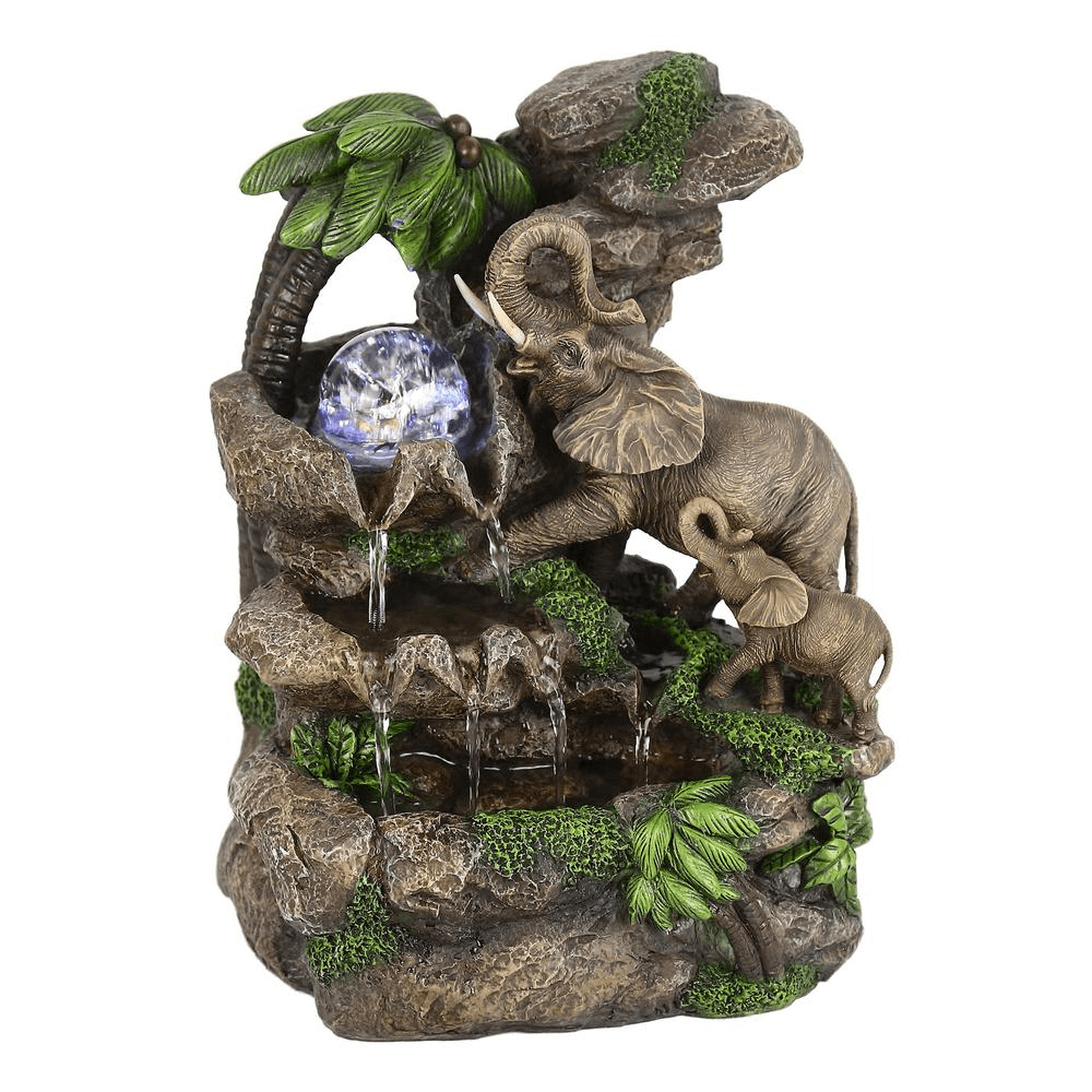 Elephant Table Fountain - LED Outdoor Water Feature
