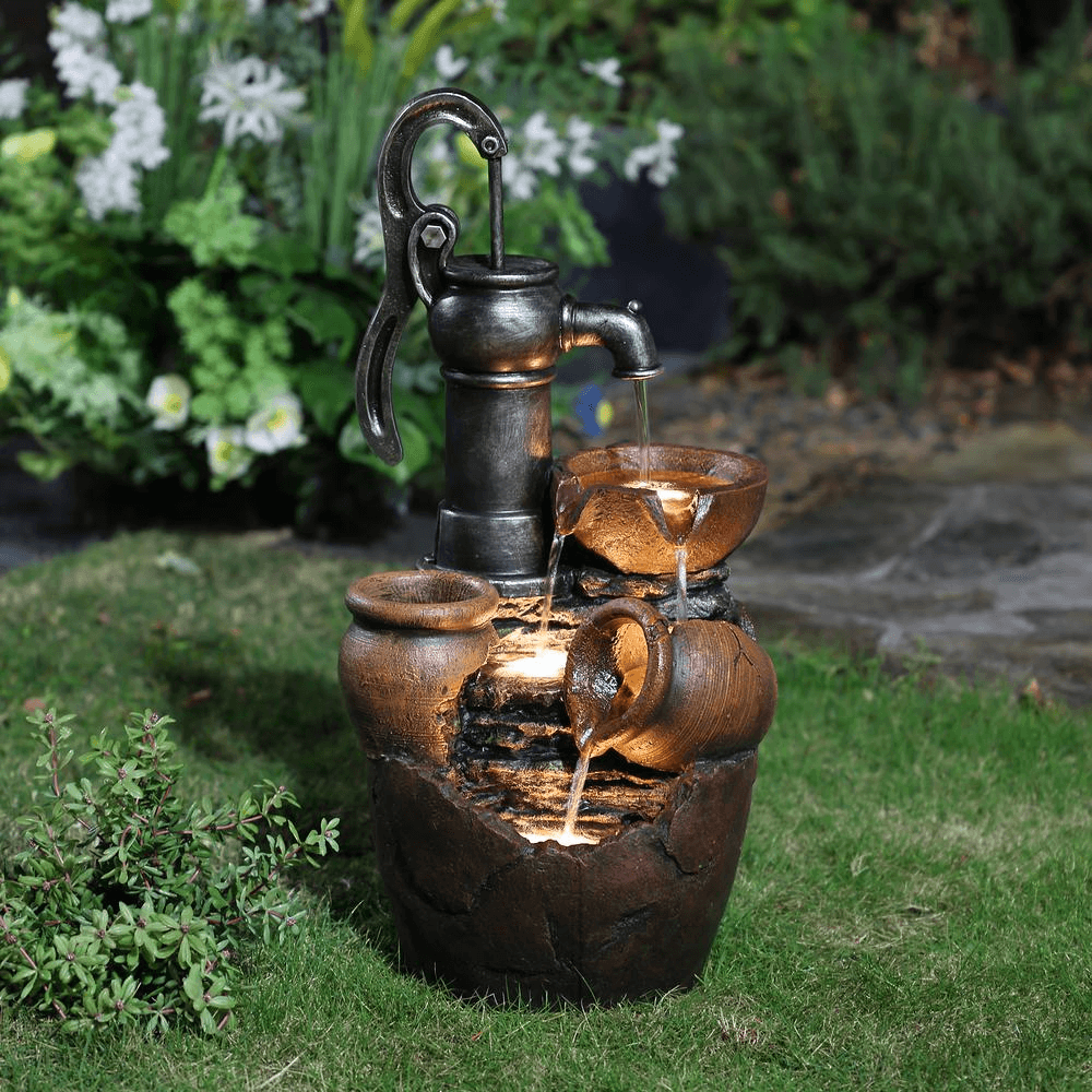 Farmhouse Water Pump and Pots Outdoor Fountain