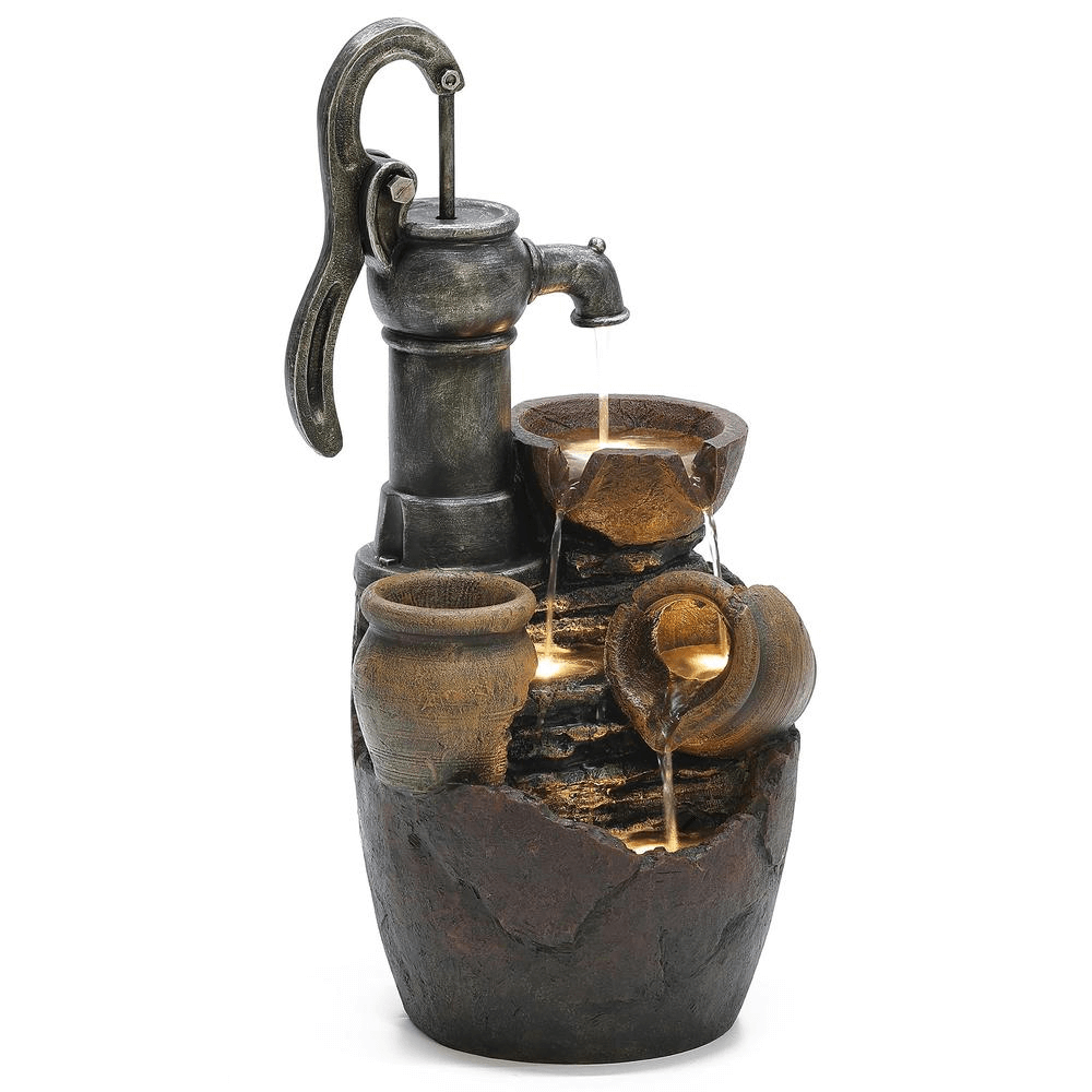 Farmhouse Water Pump and Pots Outdoor Fountain