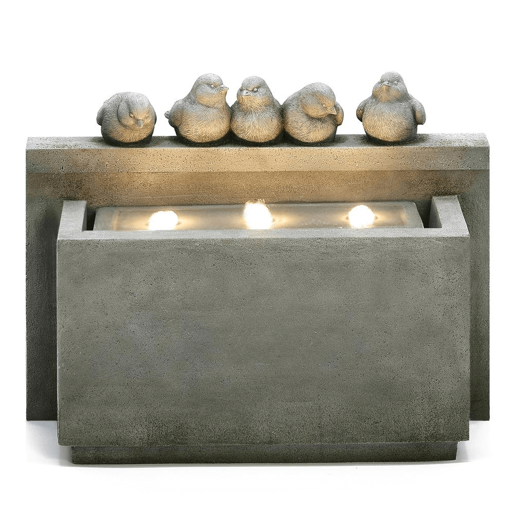Gray Bird-Themed Outdoor Water Feature Fountain