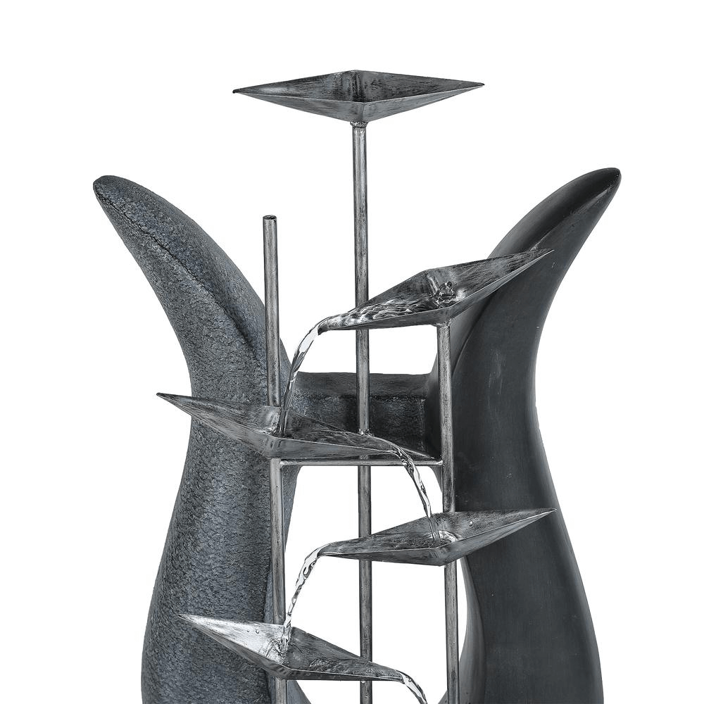 Luxury 37'' Abstract Metal & Cement Garden Fountain – Modern Outdoor