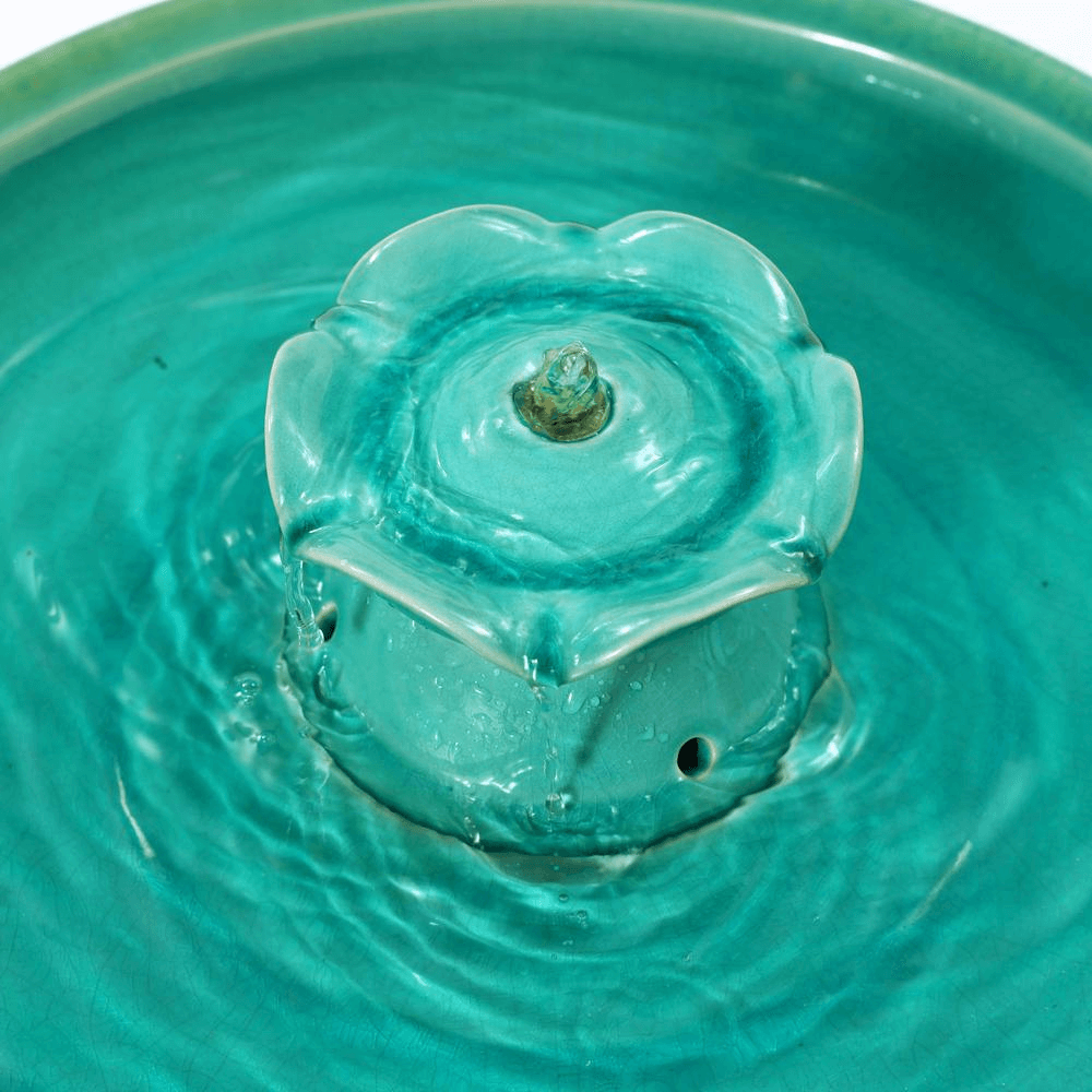 22 Inch Aqua-Glazed Ceramic Birdbath Water Fountain
