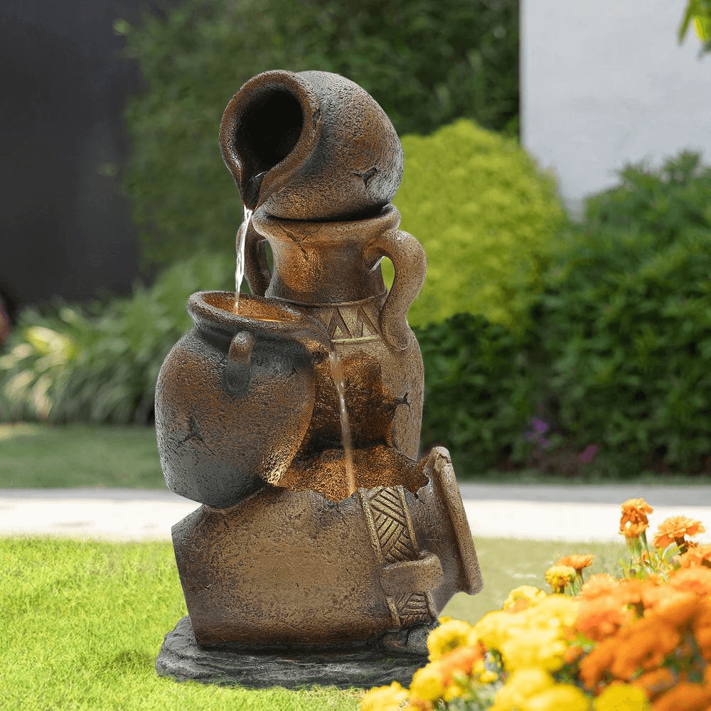 4 Vase Bronze Outdoor Water Fountain