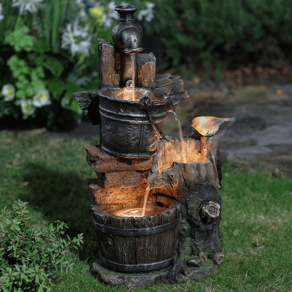 Farmhouse Faucet and Pails Outdoor Water Fountain