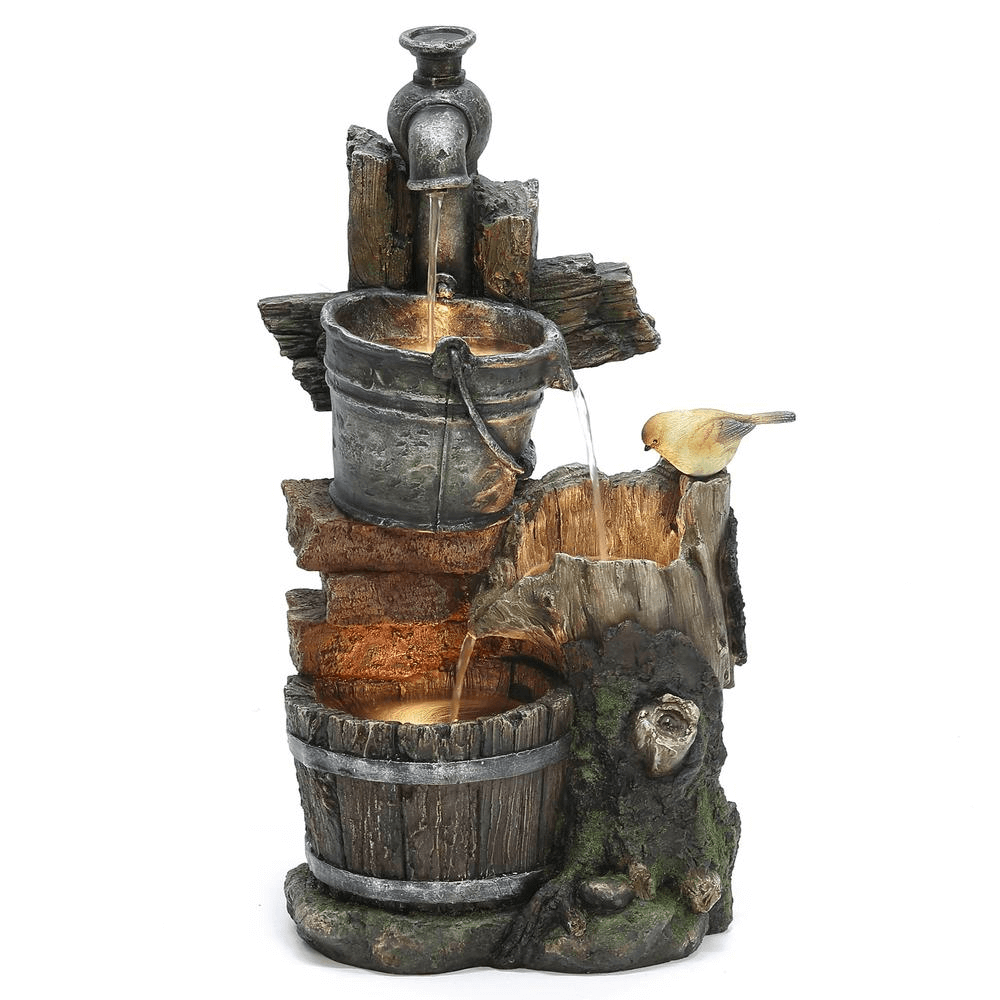 Farmhouse Faucet and Pails Outdoor Water Fountain