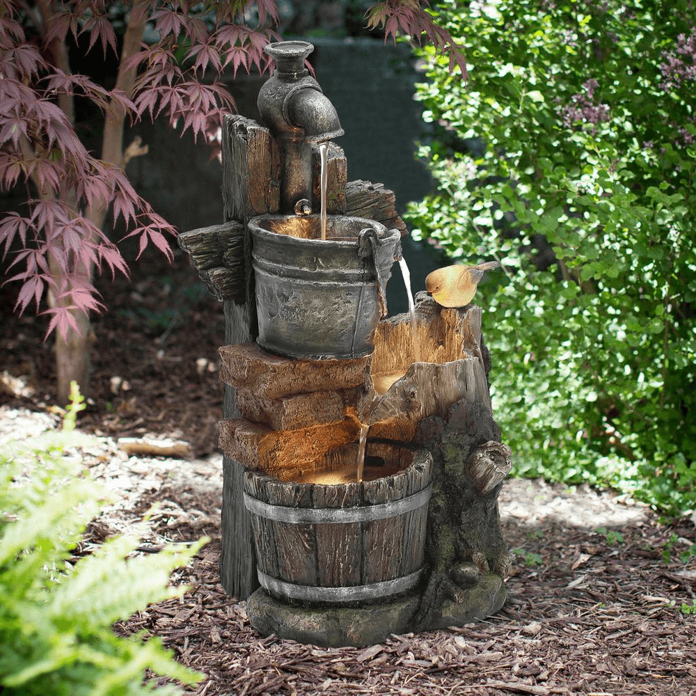 Farmhouse Faucet and Pails Outdoor Water Fountain
