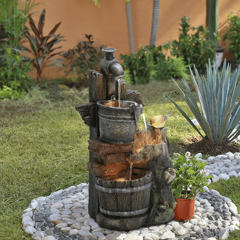 Farmhouse Faucet and Pails Outdoor Water Fountain