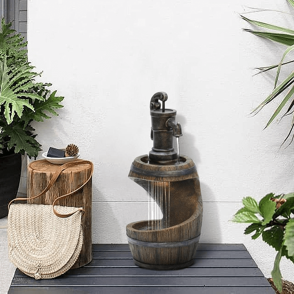 28 Inch Farmhouse Spiral Barrel Water Fountain