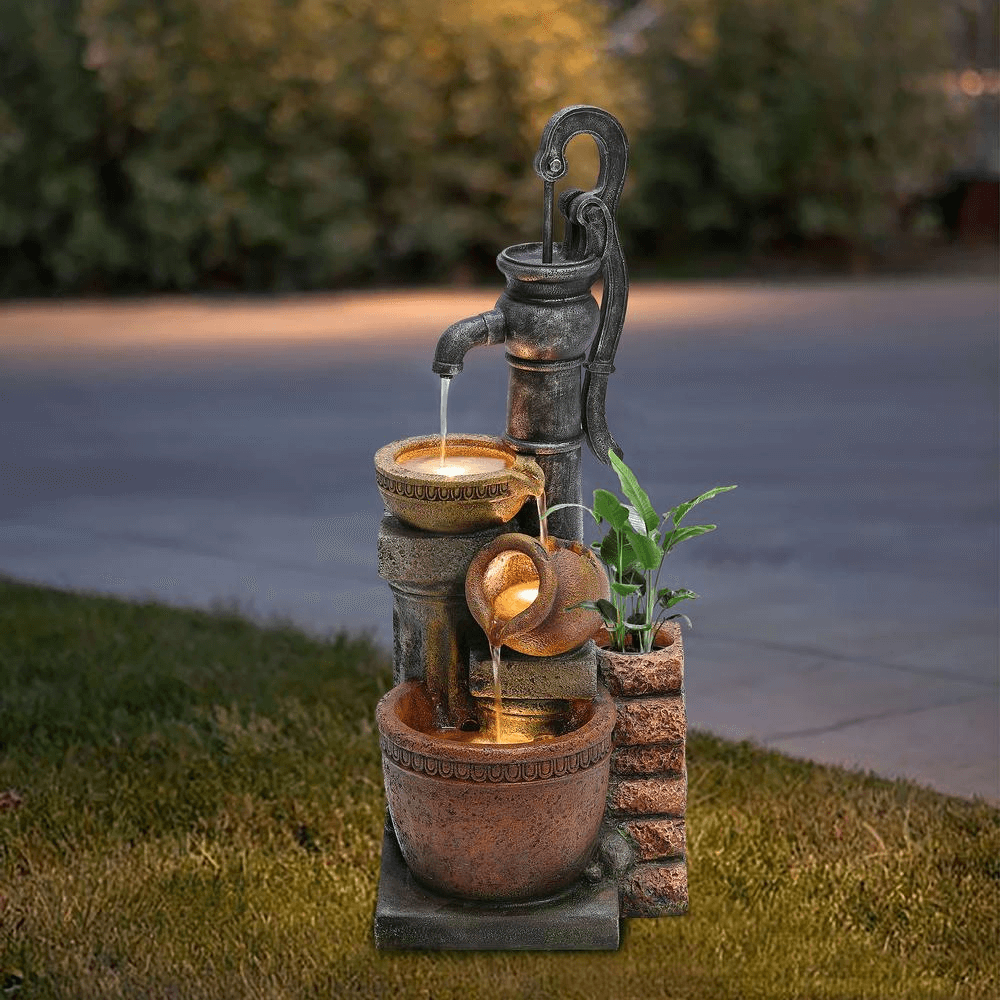 Farmhouse Well Water Pump & Pots Water Fountain