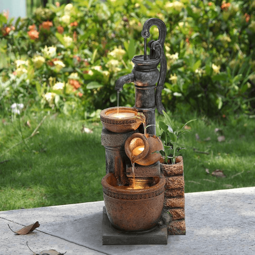 Farmhouse Well Water Pump & Pots Water Fountain