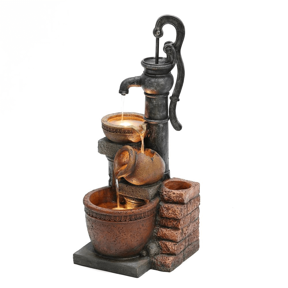 Farmhouse Well Water Pump & Pots Water Fountain