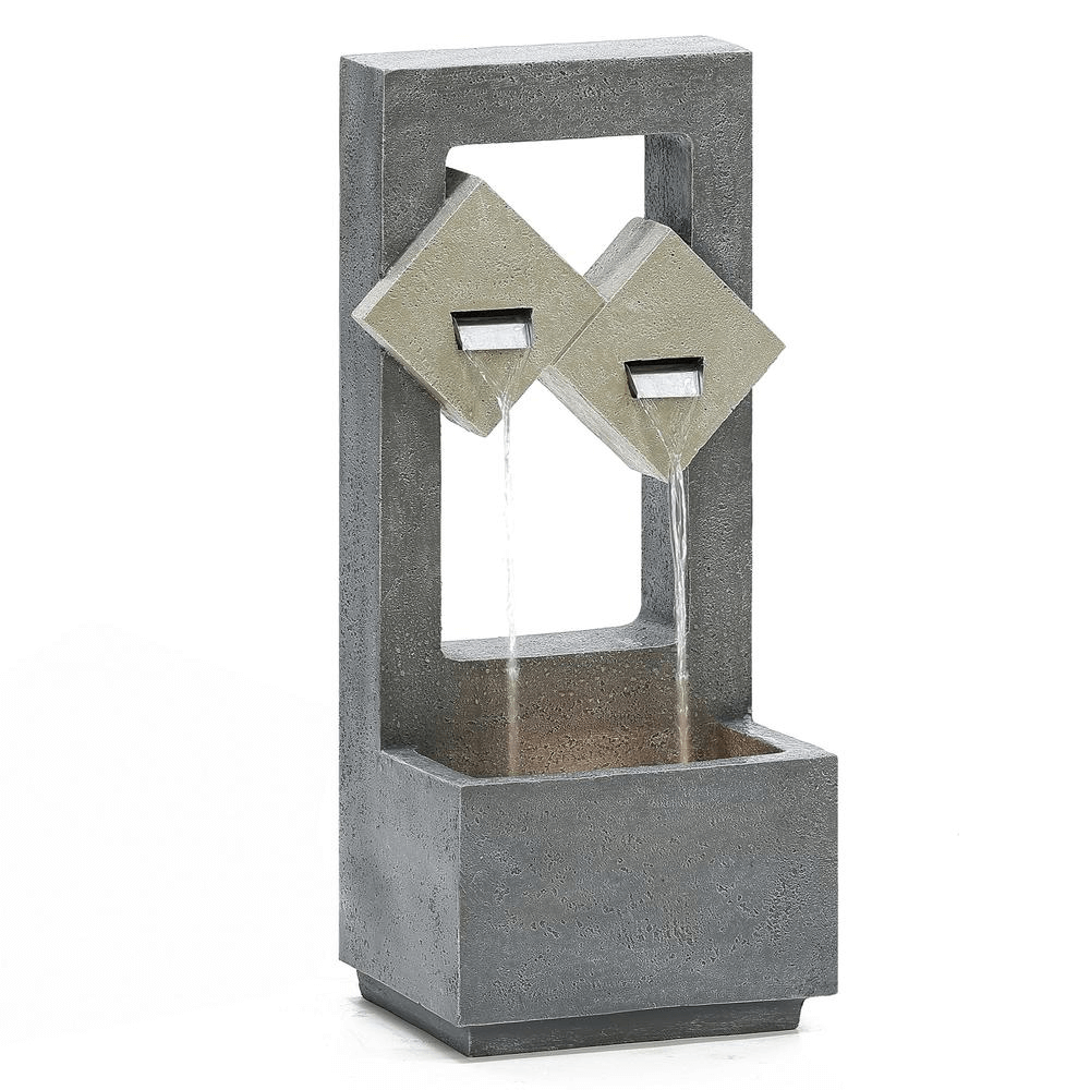 Double Diamond Dual Spout Outdoor Waterfall Fountain