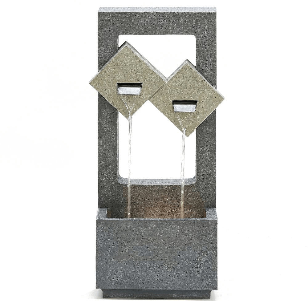 Double Diamond Dual Spout Outdoor Waterfall Fountain