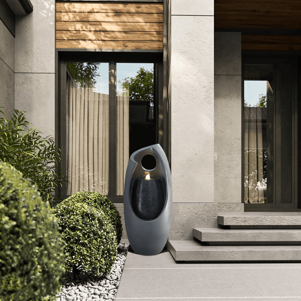 Modern Double Vase Waterfall Sculpture Fountain