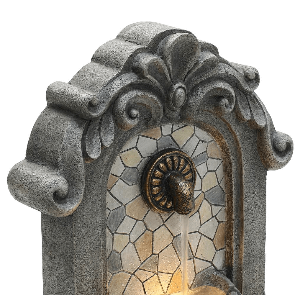 27 Inch Roman-Style Freestanding Mosaic Wall Water Fountain