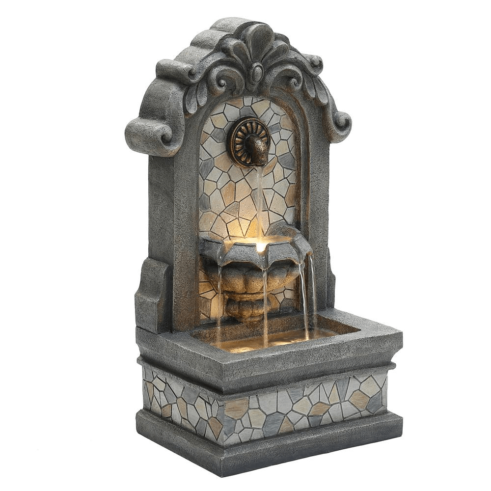 27 Inch Roman-Style Freestanding Mosaic Wall Water Fountain