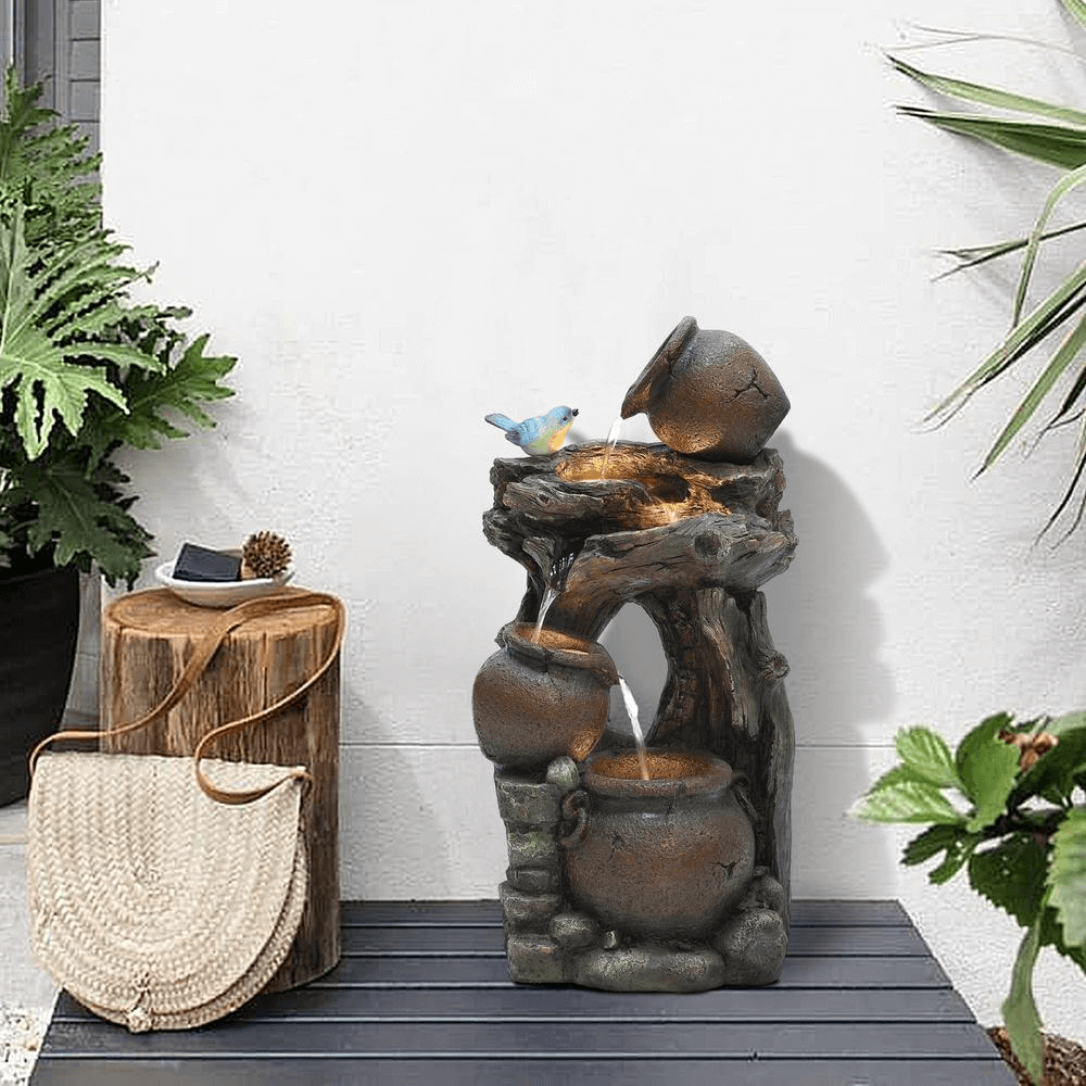 Rustic Pots Tree Outdoor Water Fountain