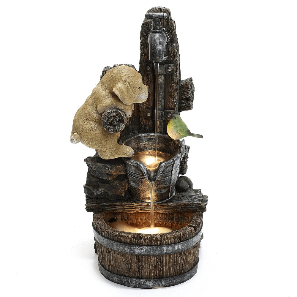 Rustic Puppy Farmhouse Faucet Water Fountain