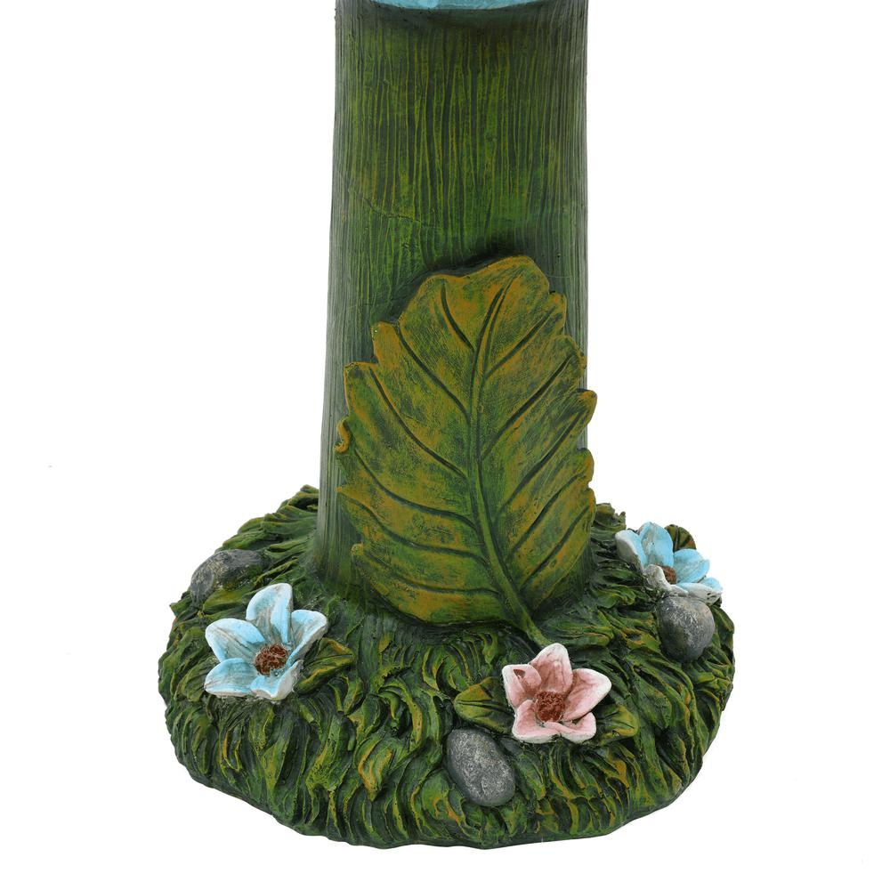 Solar Powered Blue Flower Birdbath Fountain