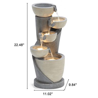 5-Tier Winding Fountain Sculpture - Outdoor Serenity