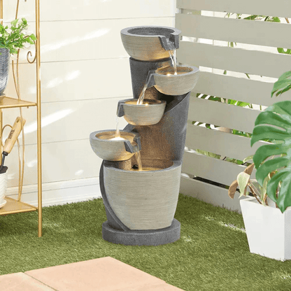 5-Tier Winding Fountain Sculpture - Outdoor Serenity
