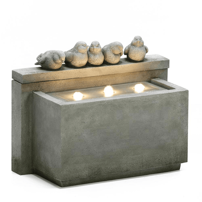 Gray Bird-Themed Outdoor Water Feature Fountain
