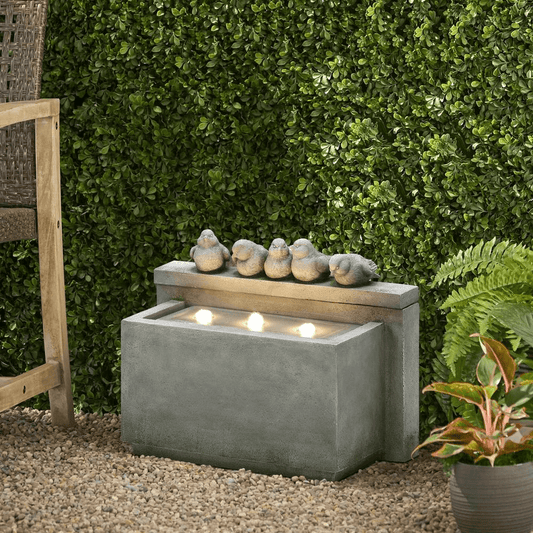 Gray Bird-Themed Outdoor Water Feature Fountain