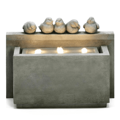 Gray Bird-Themed Outdoor Water Feature Fountain
