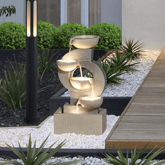 Cascading Bowls Resin Outdoor Water Fountain