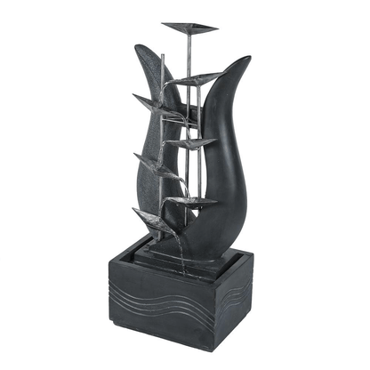 Luxury 37'' Abstract Metal & Cement Garden Fountain – Modern Outdoor