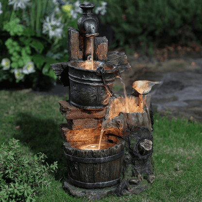 Farmhouse Faucet and Pails Outdoor Water Fountain
