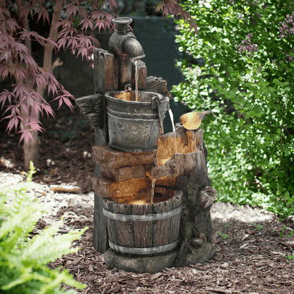 Farmhouse Faucet and Pails Outdoor Water Fountain