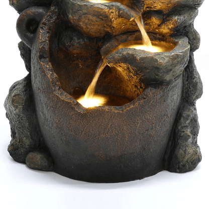 Farmhouse Puppy Fountain – Lighted Resin Outdoor