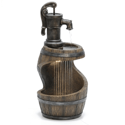28 Inch Farmhouse Spiral Barrel Water Fountain