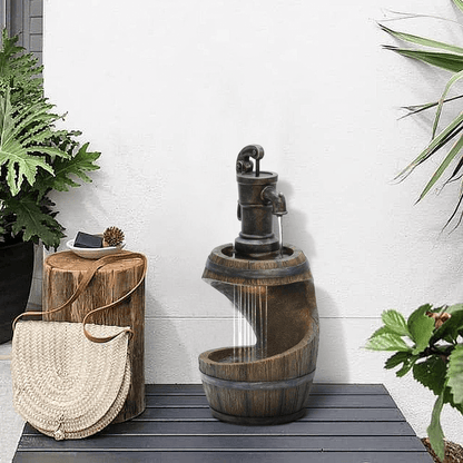 28 Inch Farmhouse Spiral Barrel Water Fountain