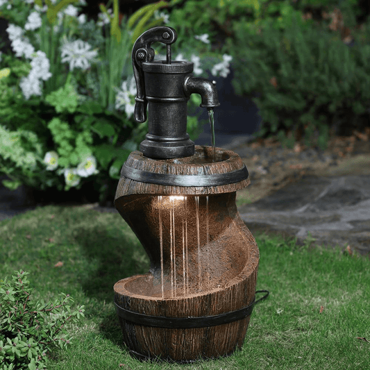 28 Inch Farmhouse Spiral Barrel Water Fountain