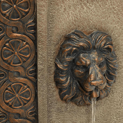 Regal Lion Head Outdoor Water Fountain with LED Lights