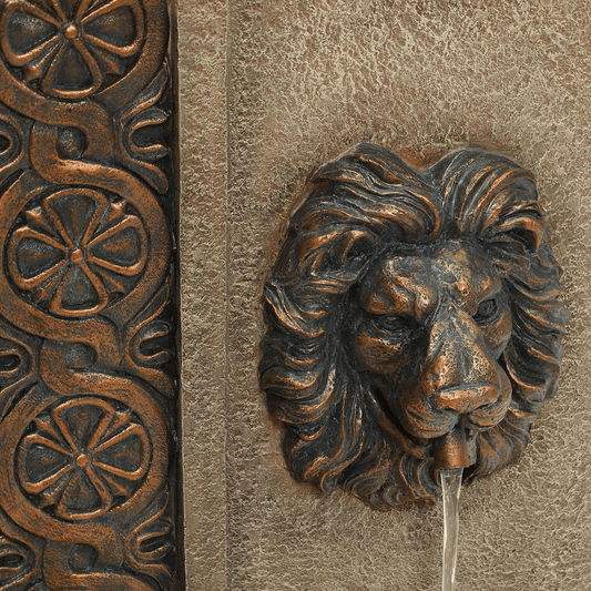 Regal Lion Head Outdoor Water Fountain with LED Lights
