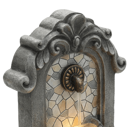 27 Inch Roman-Style Freestanding Mosaic Wall Water Fountain