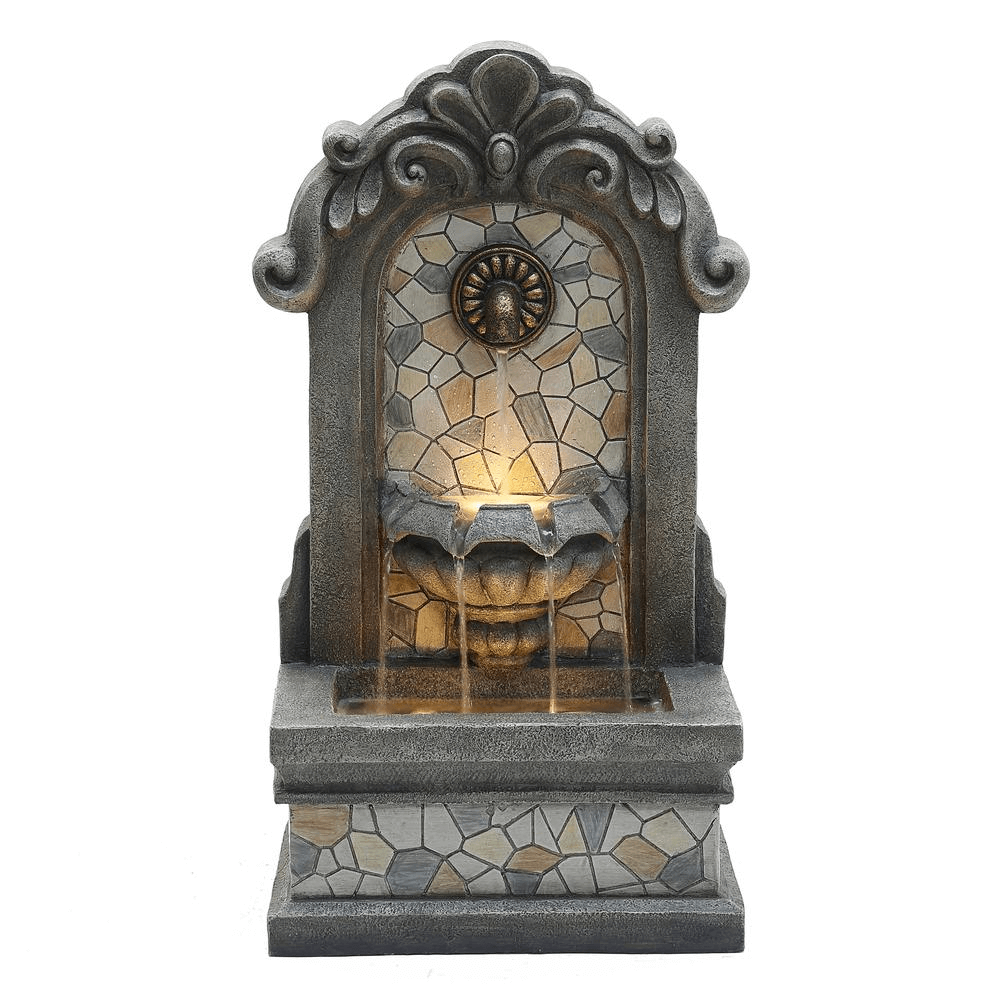 27 Inch Roman-Style Freestanding Mosaic Wall Water Fountain