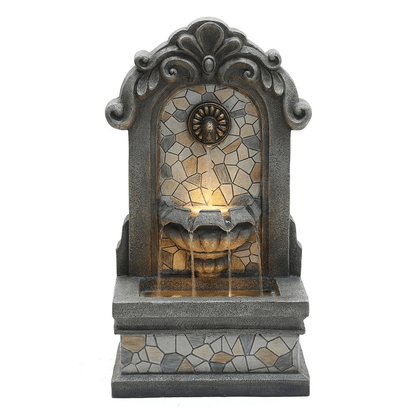 27 Inch Roman-Style Freestanding Mosaic Wall Water Fountain