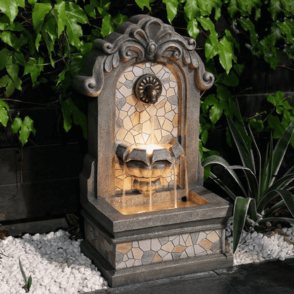 27 Inch Roman-Style Freestanding Mosaic Wall Water Fountain